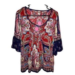 Bila Cold Shoulder Boho Paisley Shirt